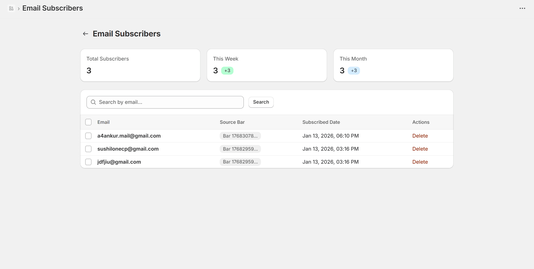 Email subscribers management