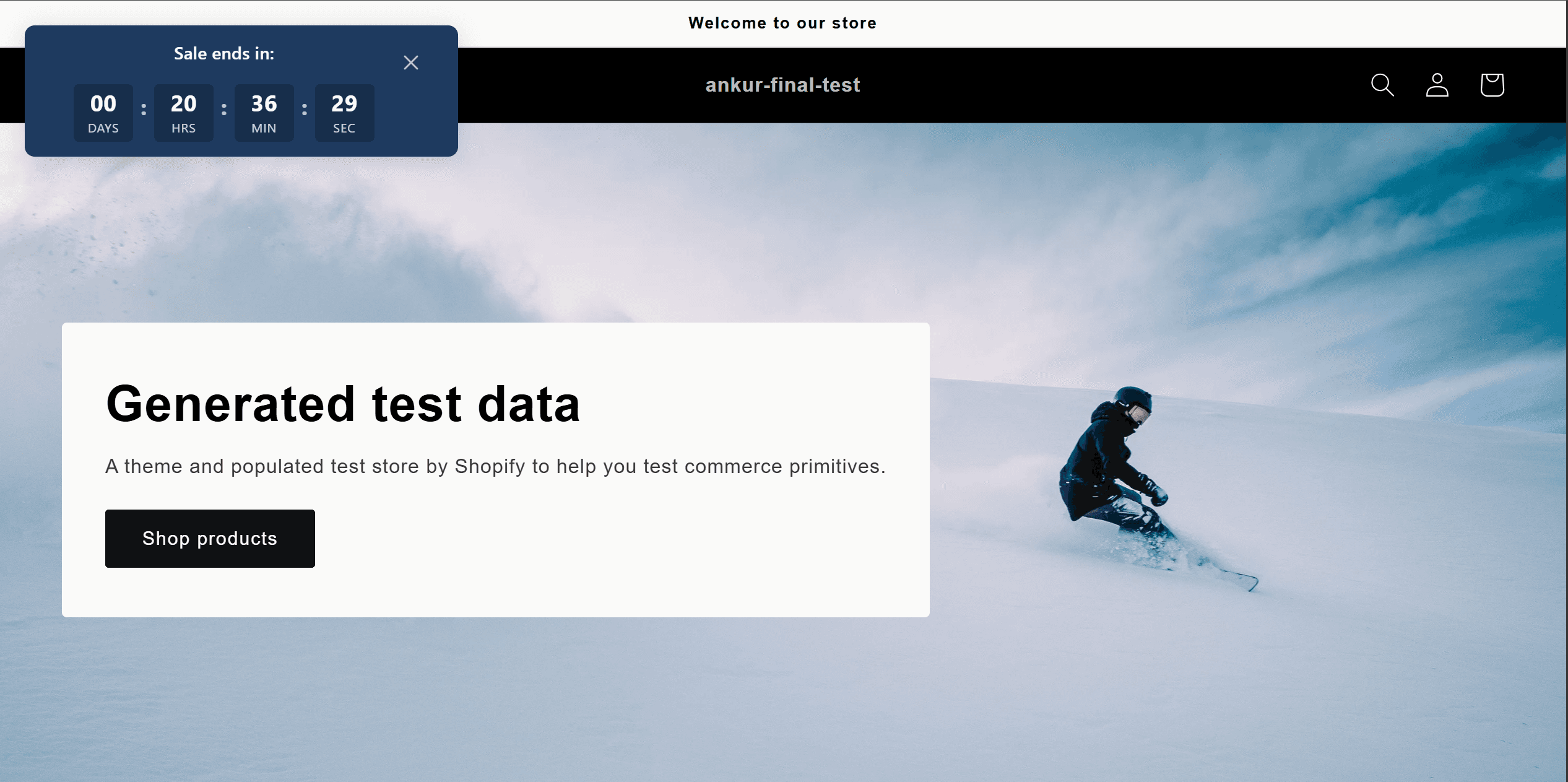 Countdown timer on live store